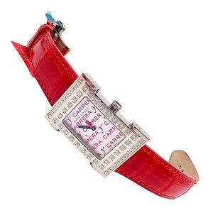 Carrera Y Carrera CyC Tempus Fugyt Diamond Red Alligator Band Ladies Watch +Box
